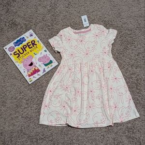 Peppa Pig Dress 5T & Ultimate Sticker Book